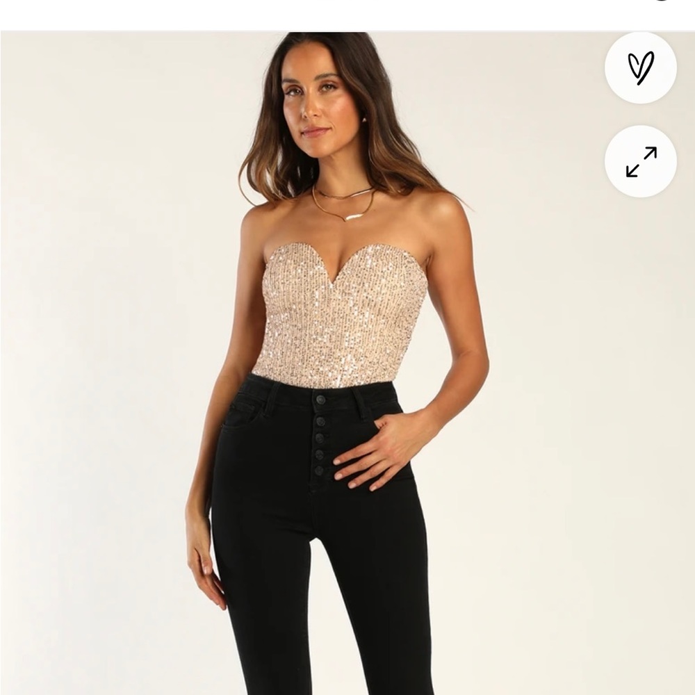 Lulus NWT gold sequin bodysuit